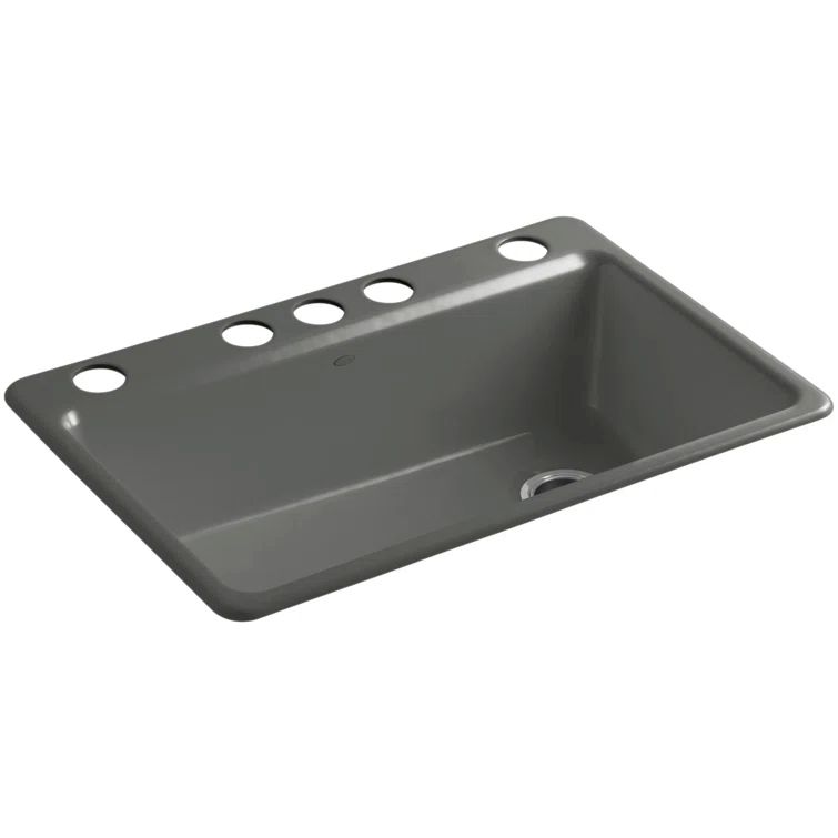 Thunder Grey Cast Iron Drop-In Single Bowl Kitchen Sink