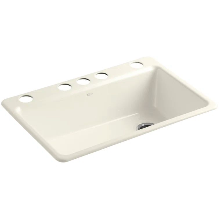 Biscuit Cast Iron Single Bowl Kitchen Sink with Accessories