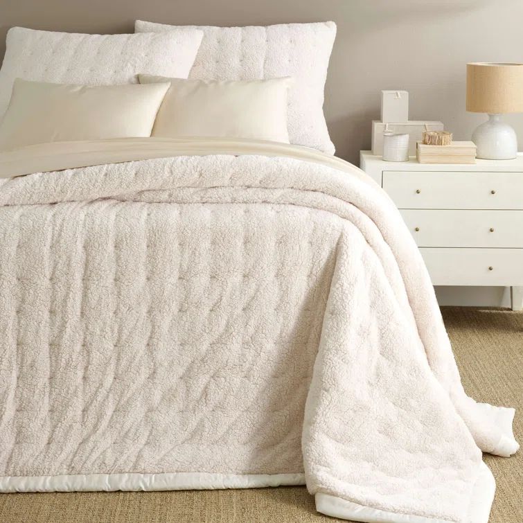 Ivory Twin Reversible Marshmallow Fleece Puff Comforter Set