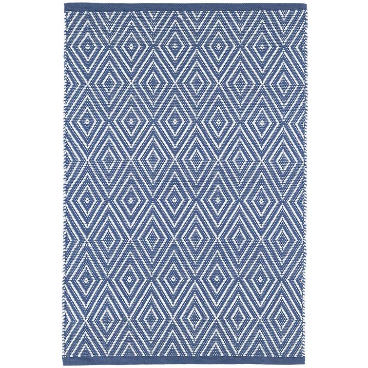 Handmade Denim/White Diamond Reversible Indoor/Outdoor Rug 3'x5'
