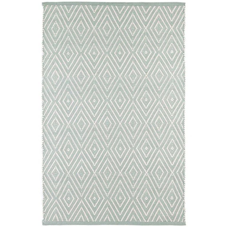 Light Blue/Ivory Diamond 10' x 14' Reversible Synthetic Rug