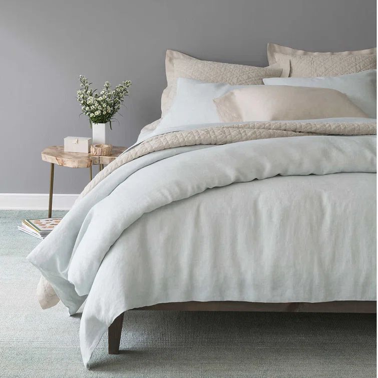 Sky Blue King Linen Duvet Cover