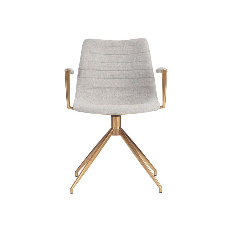 Belfast Heather Grey Swivel Dining Armchair with Gold Stainless Steel Legs