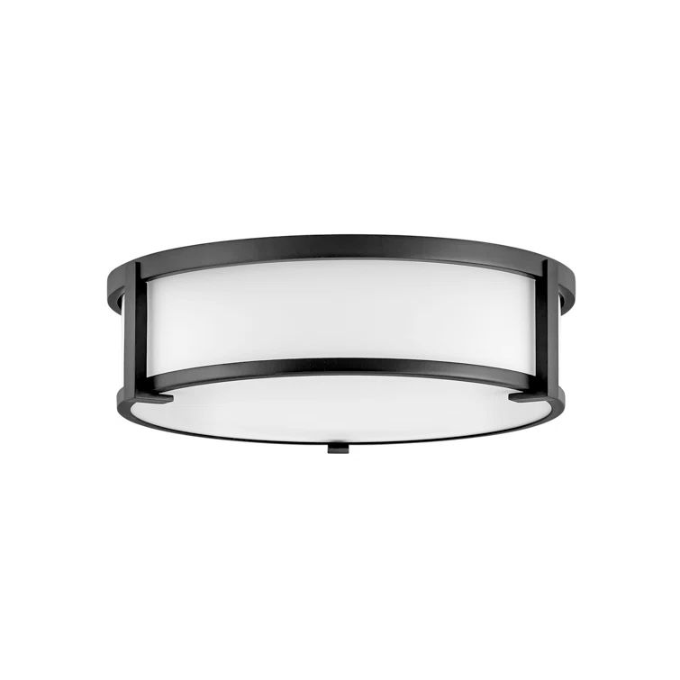 Lowell Black Etched Opal Glass Three-Light Flush Mount Ceiling Light