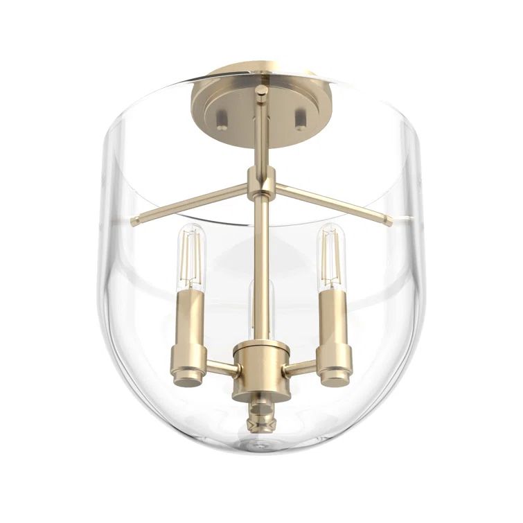 Alturas Gold Clear Glass Modern Semi-Flush Mount Light