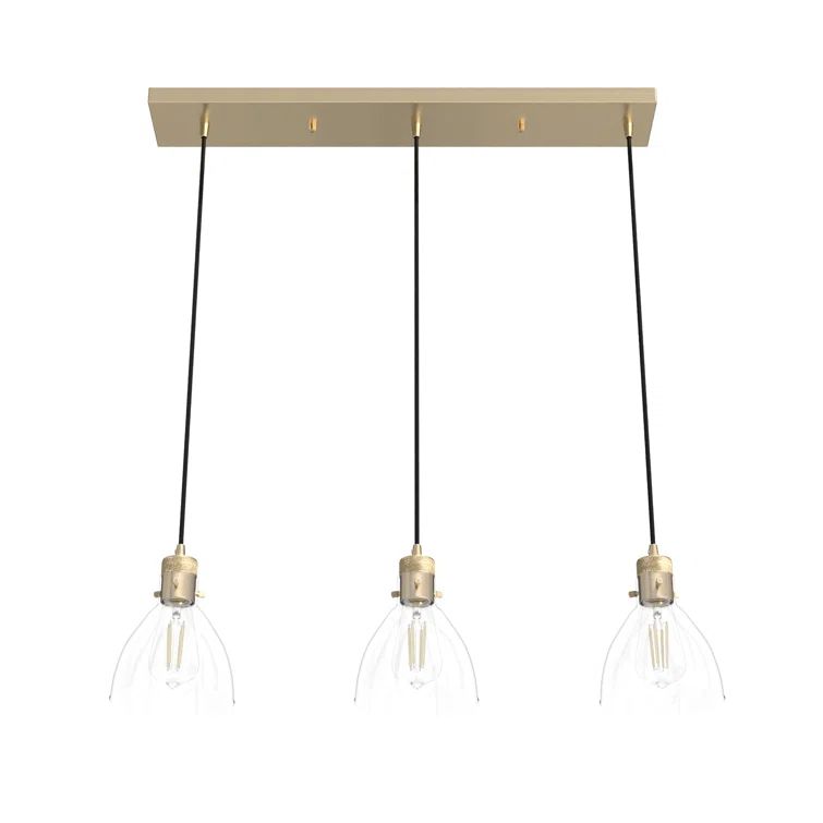 Alturas Gold 30" Linear LED Cluster Pendant with Clear Glass