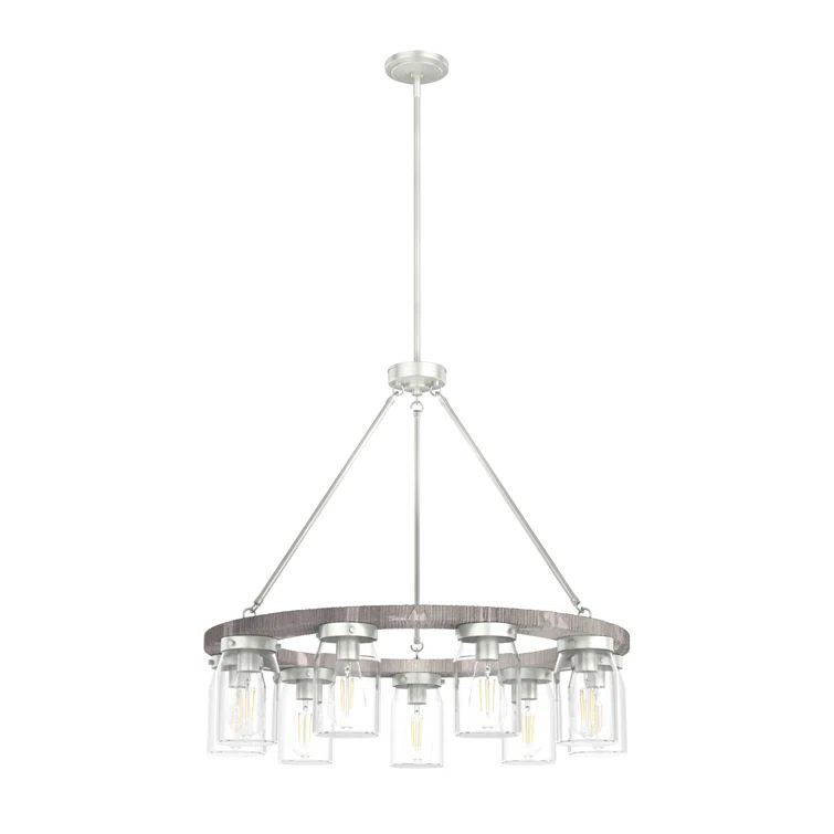 Devon Park Brushed Nickel 9-Light Rustic Wagon Wheel Chandelier