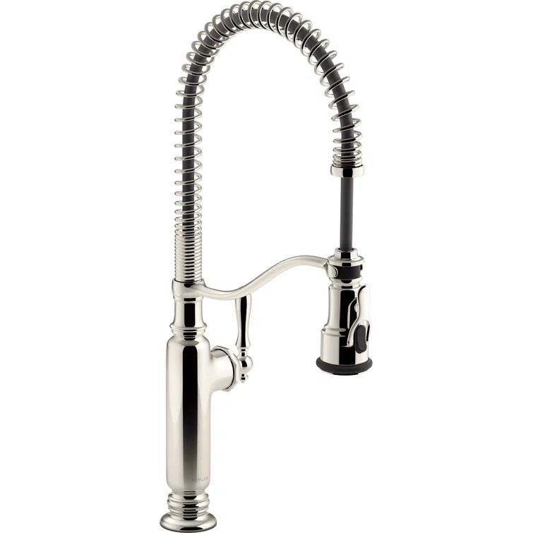 Vibrant Polished Nickel Semi-Professional Kitchen Faucet with Pull-out Spray