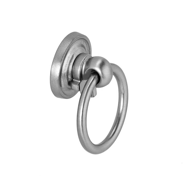 Small Brushed Nickel Ring Cabinet Pull with Mounting Hardware