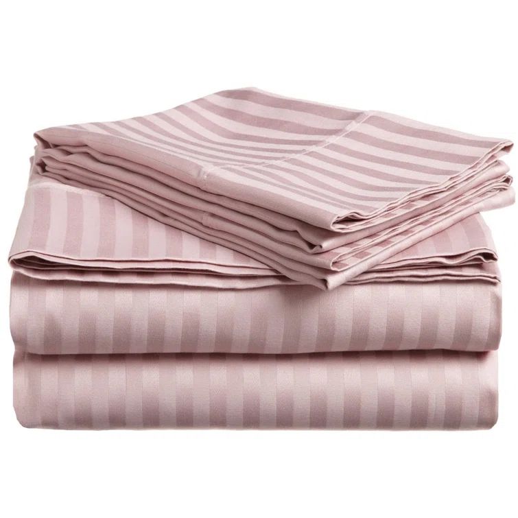Lavender Twin XL Egyptian Cotton Deep Pocket Striped Sheet Set