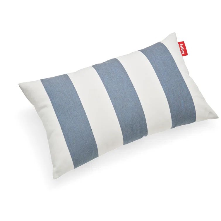 Ocean Blue and White Striped Outdoor Lumbar Pillow