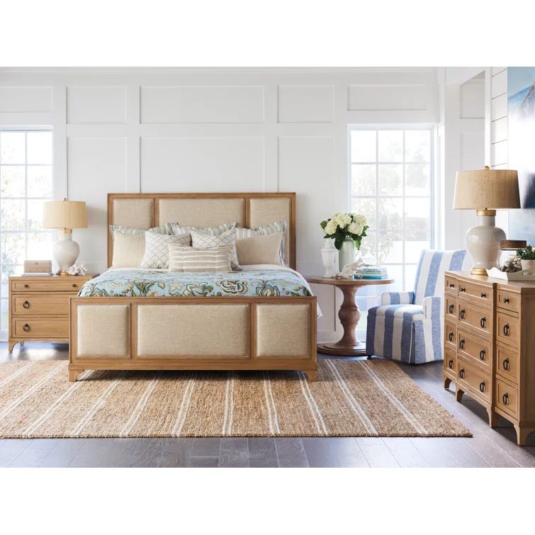 Sandstone King Upholstered Wood Frame Bed with Headboard