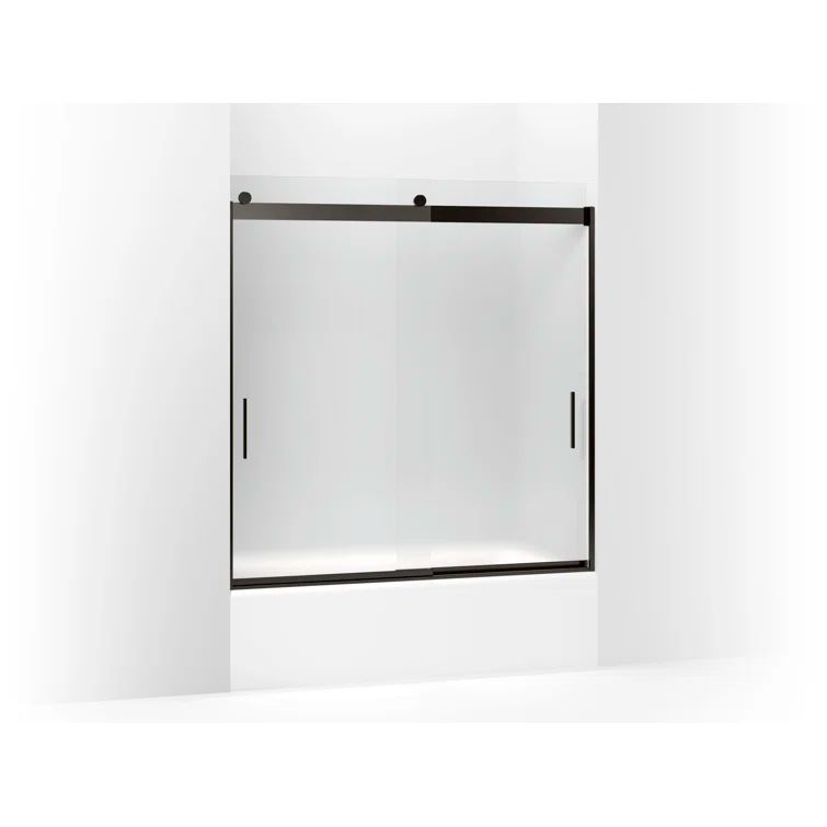 Levity Anodized Dark Bronze Sliding Bath Door with Frosted Glass