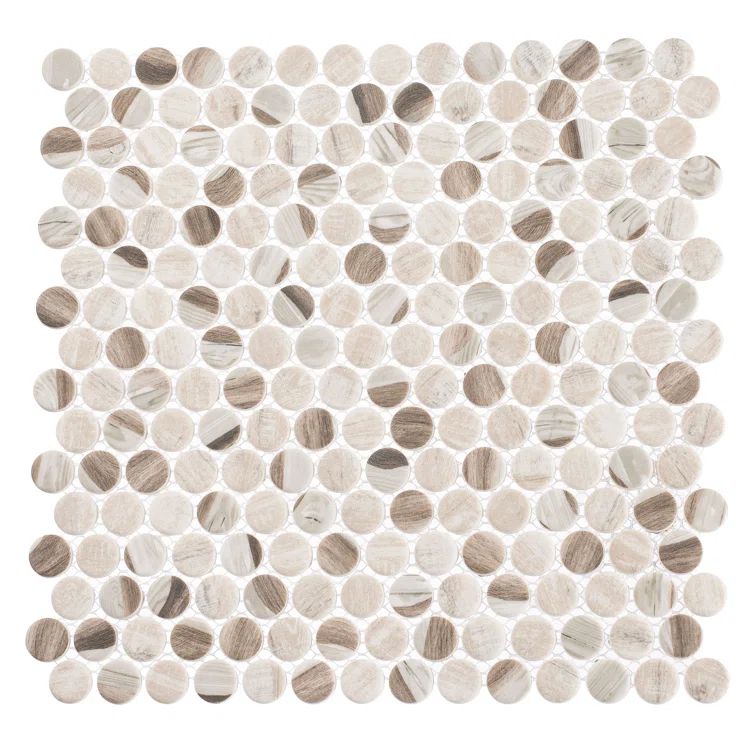 Josen 13x13 Matte Glass Penny Round Mosaic Tile