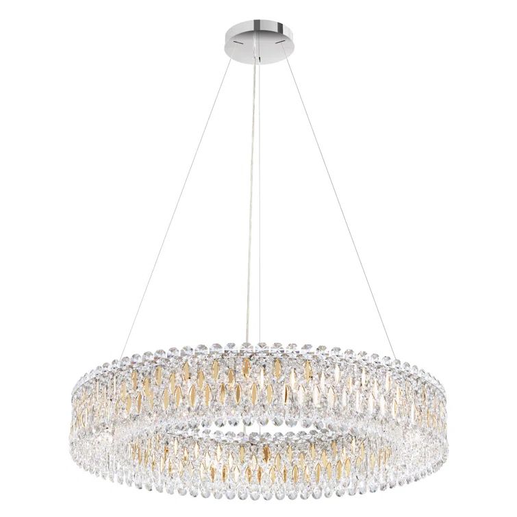 Heirloom Gold 18-Light Crystal Drum Chandelier with Clear Heritage Crystals