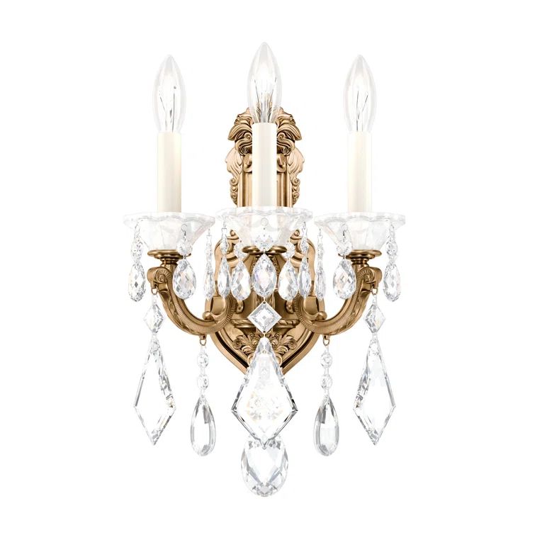 Etruscan Gold Bronze 3-Light Crystal Wall Sconce