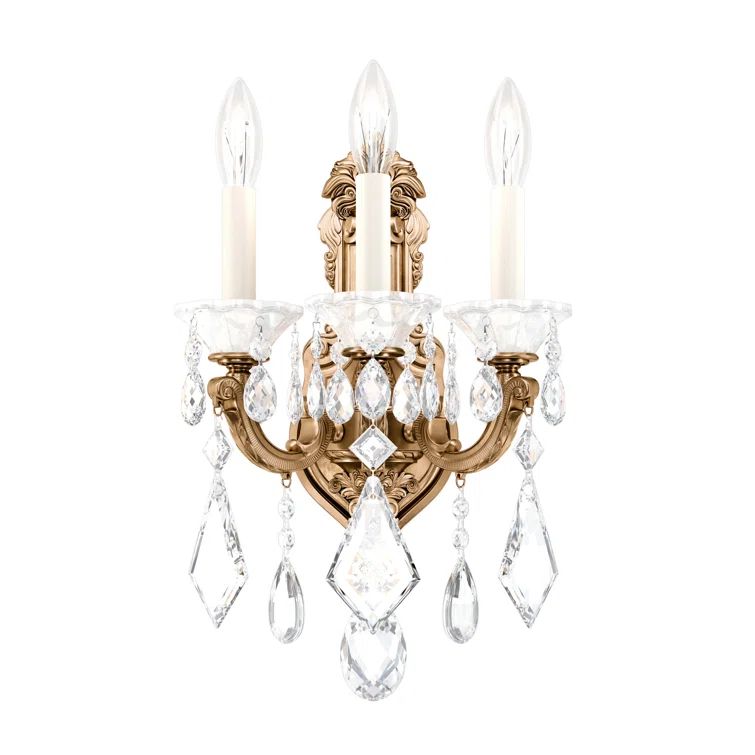 Etruscan Gold 3-Light Crystal Candle Wall Sconce