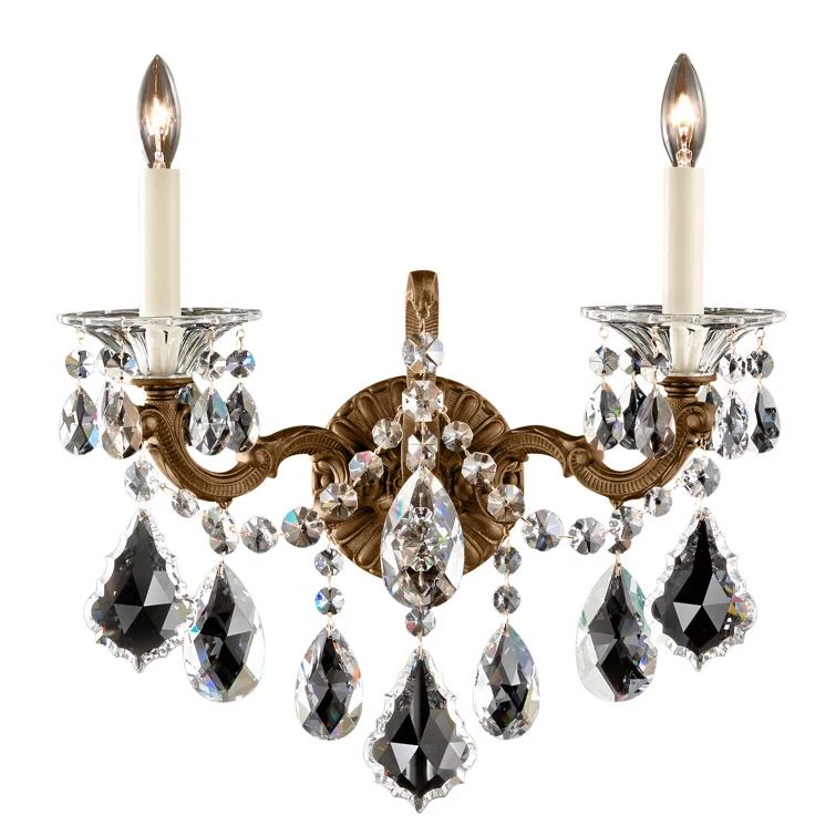 La Scala Heirloom Bronze 2-Light Wall Sconce with Clear Crystals