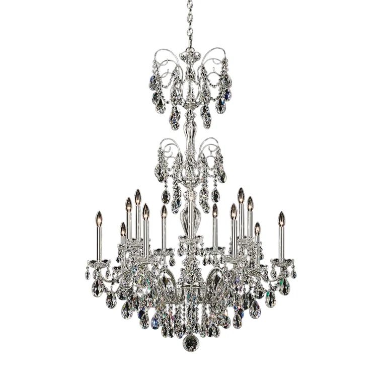 Elegant Heritage 14-Light Polished Silver Crystal Chandelier