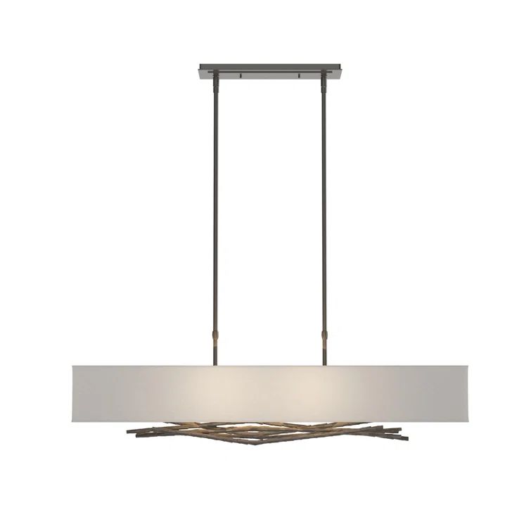 Brindille Dark Smoke 4-Light Island Pendant with Natural Anna Shade