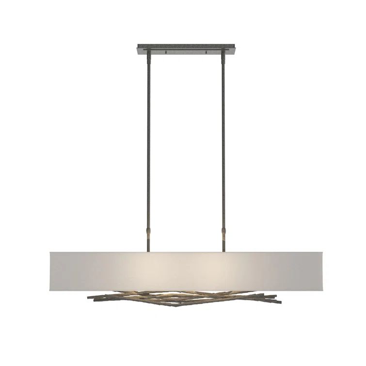 Contemporary Black Iron 4-Light Island Pendant with Opaque Glass
