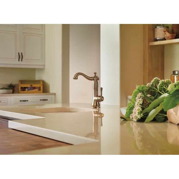 Elegant Cassidy Champagne Bronze Bar Faucet with 360-Degree Swivel