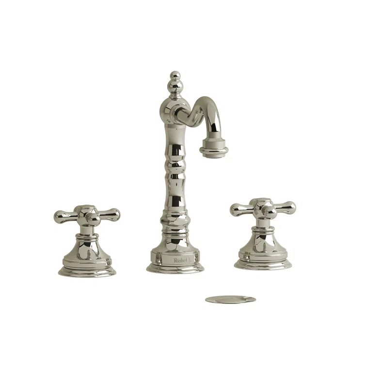 Polished Nickel Victorian Widespread Lavatory Faucet with Cross Handles