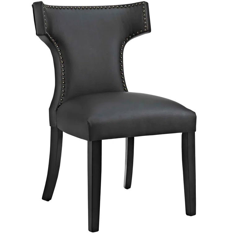 Black Faux Leather Upholstered Parsons Side Chair
