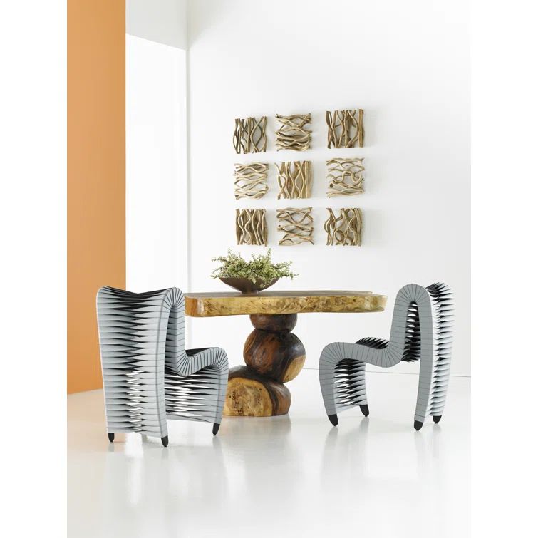 Contemporary High-Back Gray & Black Woven Side Chair