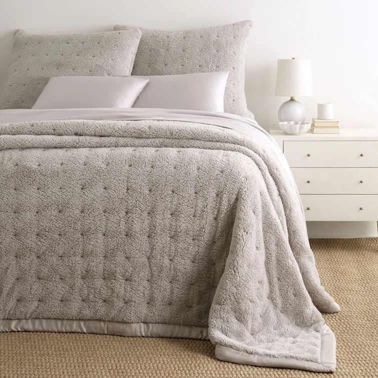 Gray Reversible Full Marshmallow Fleece Bedding Set