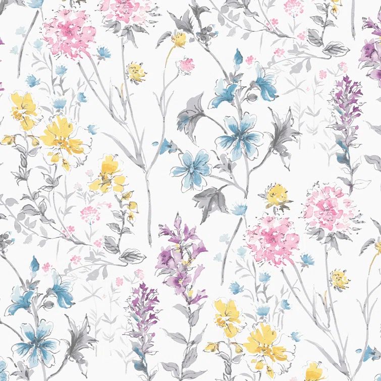 Wild Meadow Multicolor Watercolor Floral Wallpaper Roll