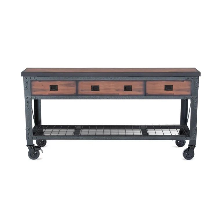 Duramax 72" Black Steel and Wood Rolling Workbench