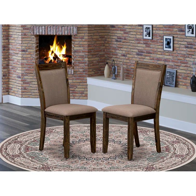 Coffee Linen Upholstered High Back Parsons Side Chair Set