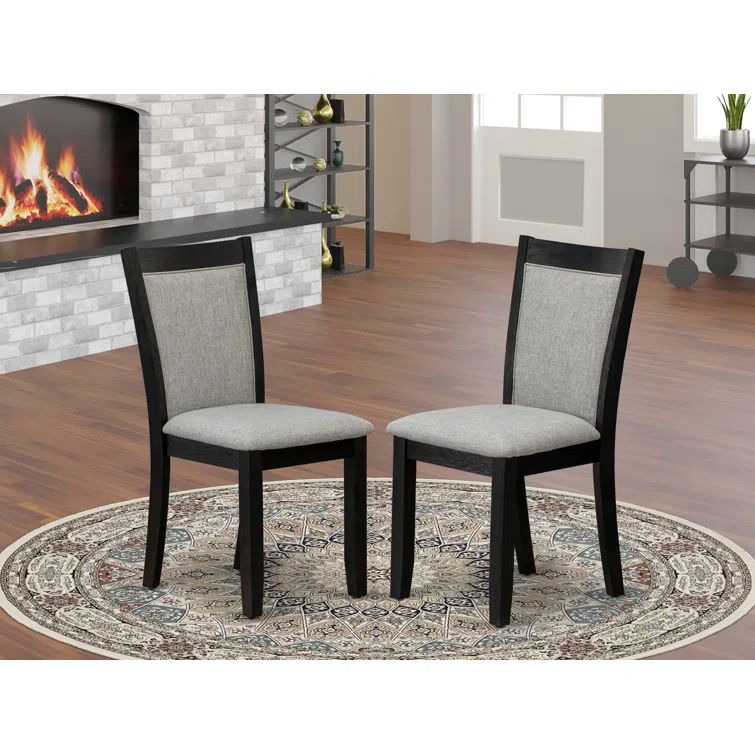 Shitake Linen Upholstered Parsons Side Chair with Black Wood Frame