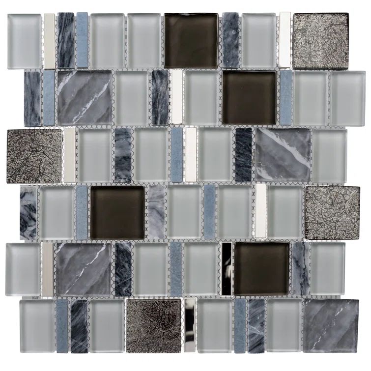 Estee Hexagon Mosaic Tile in Gray and Black
