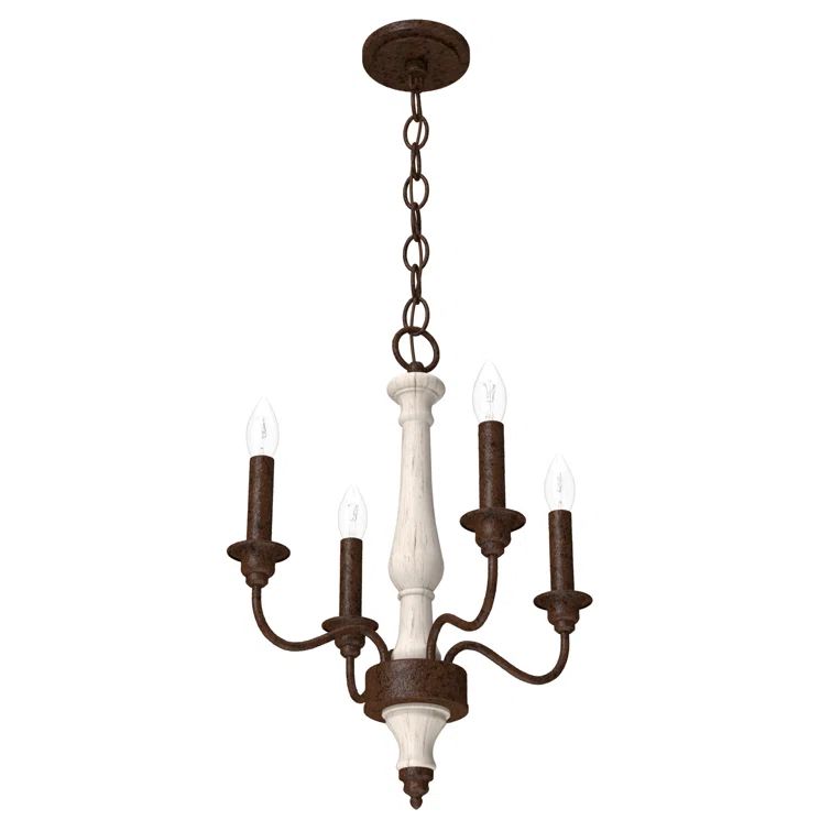 Teren Distressed White Mini Chandelier with Rustic Elegance