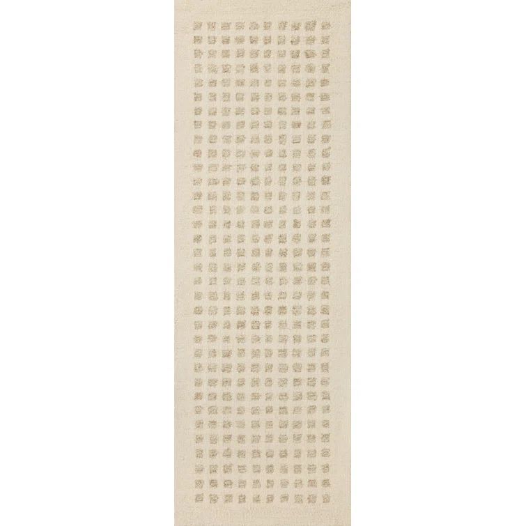 Ivory and Natural Hand-Tufted Wool Runner Rug 2' x 5'