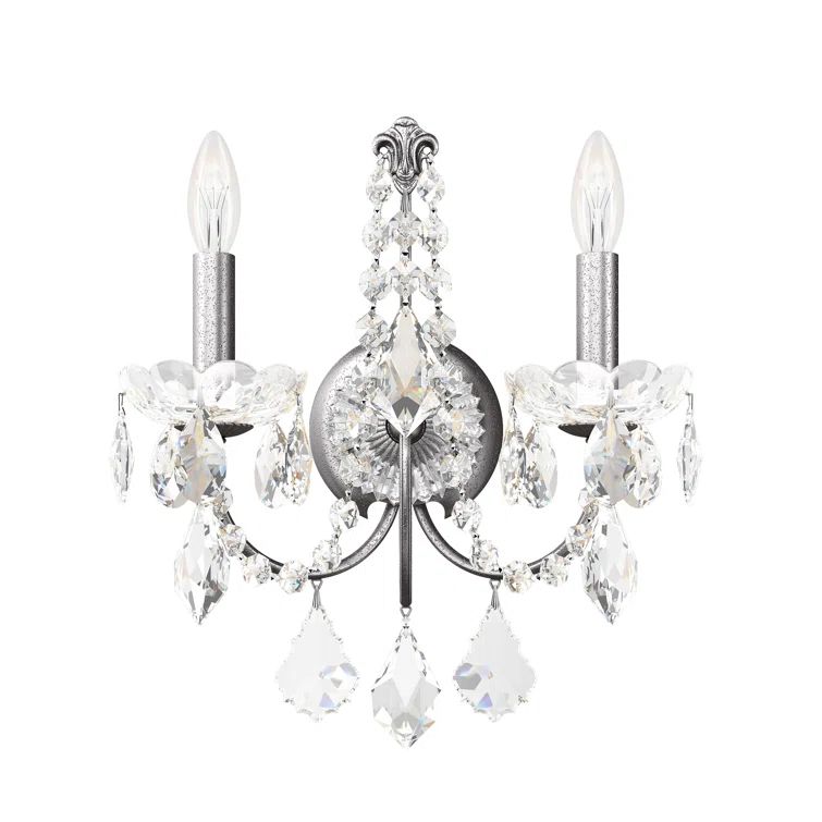 Polished Silver Heritage Crystal 2-Light Wall Sconce