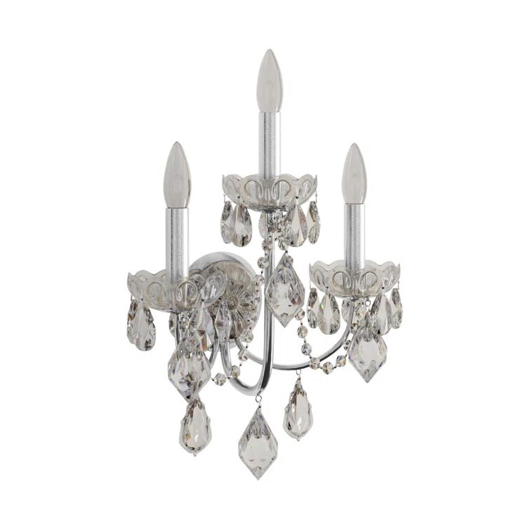 Elegant 13" Silver Crystal Wall Sconce Heirloom Quality