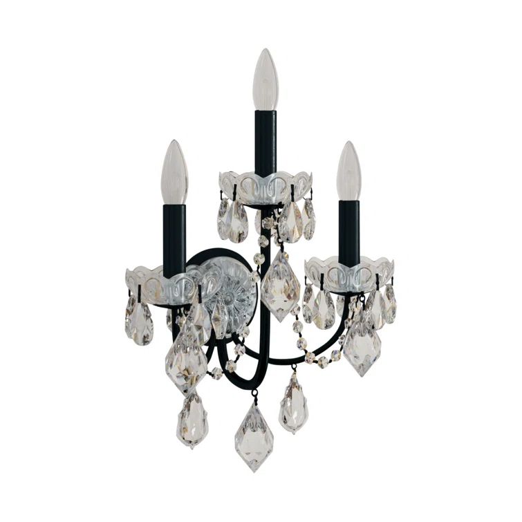 Black Crystal Heritage 3-Light Candle Wall Sconce