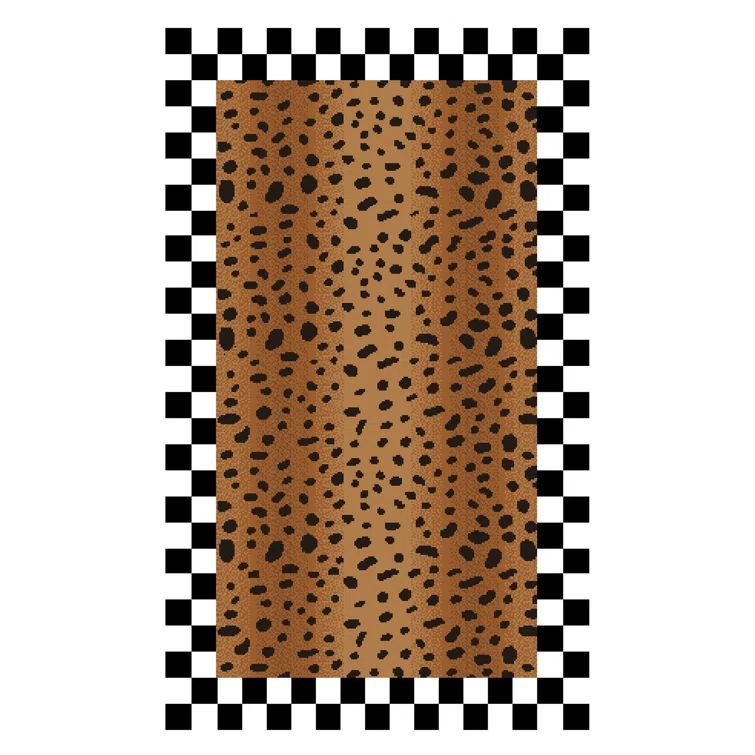 Handmade Black and White Cheetah Wool Tufted Rug 6'