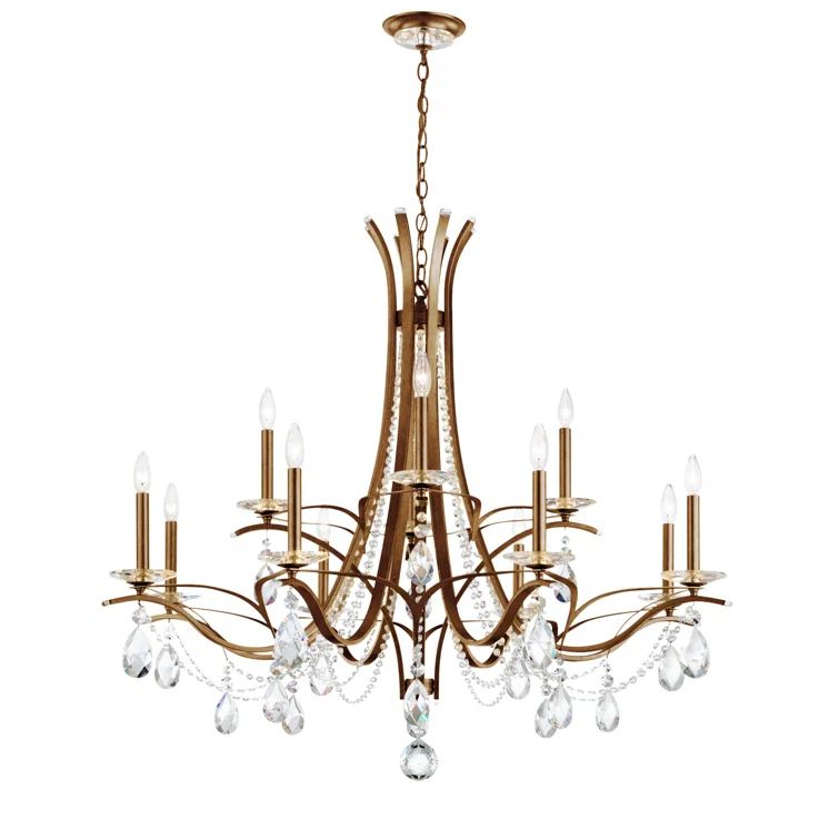 Etruscan Gold Vesca 12-Light Classic Chandelier with Clear Heritage Crystals