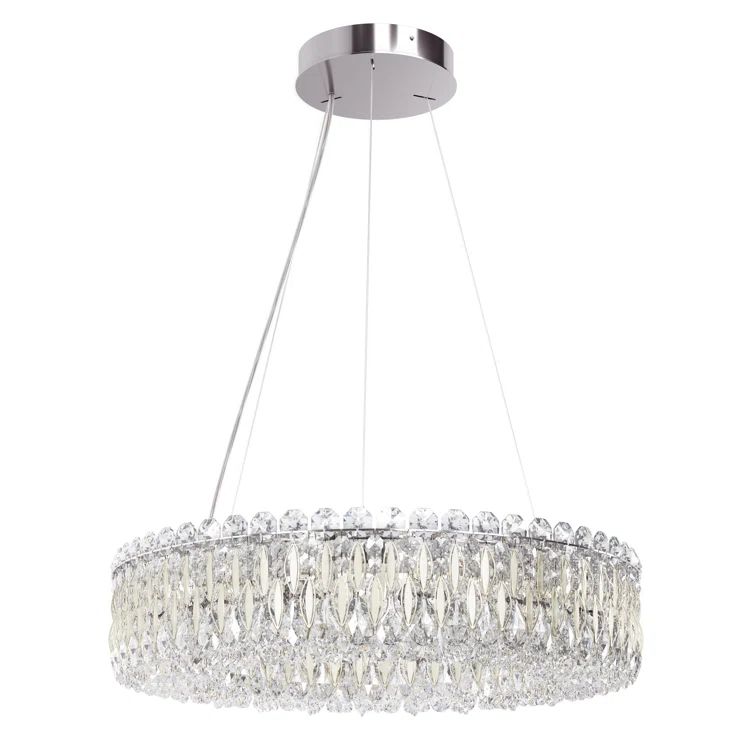Sarella Elegance 12-Light White Crystal Drum Chandelier