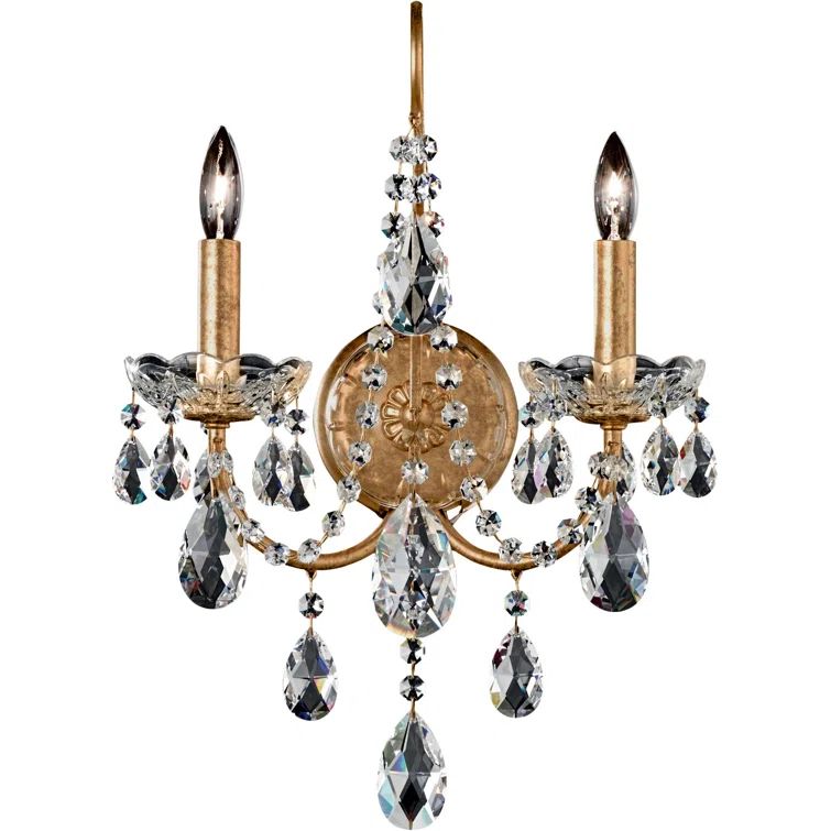 Etruscan Gold Dual-Light Heritage Crystal Wall Sconce