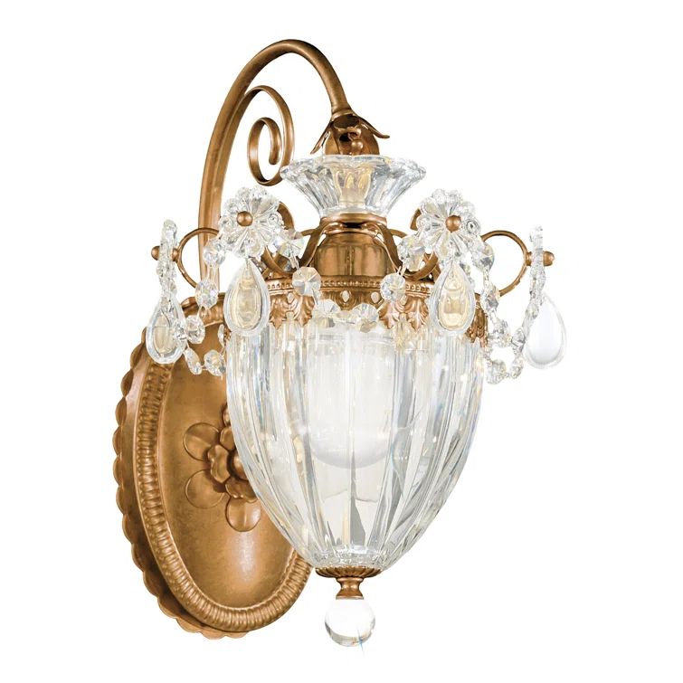 Etruscan Gold Bronze Heritage Crystal Wall Sconce
