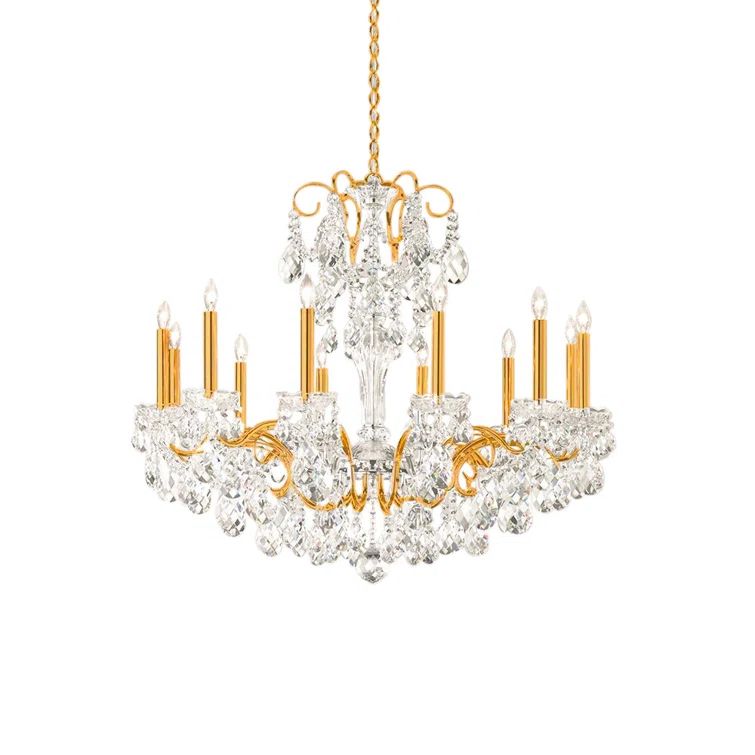 Bronze 12-Light Empire Chandelier with Clear Crystals