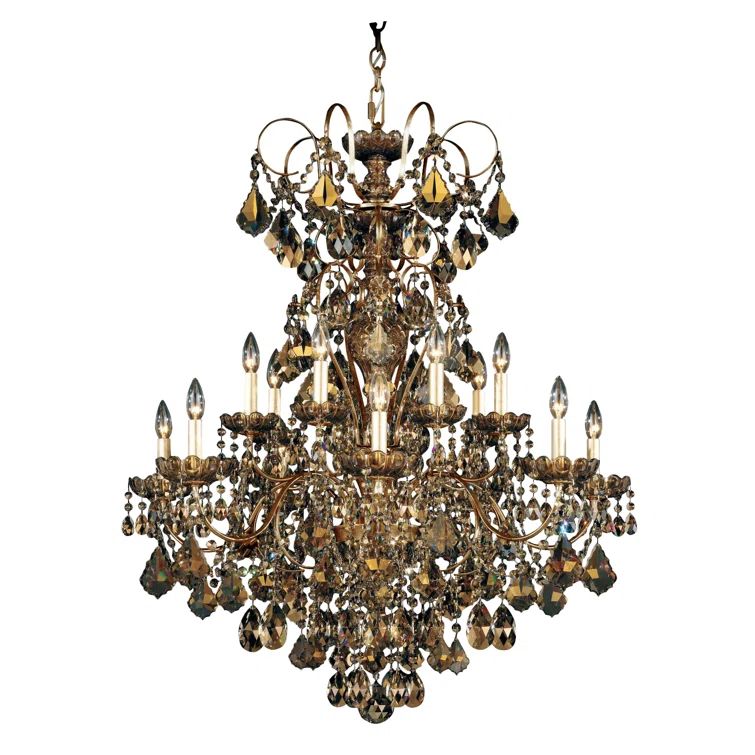 Heirloom Bronze 14-Light Tiered Chandelier with Clear Heritage Crystal
