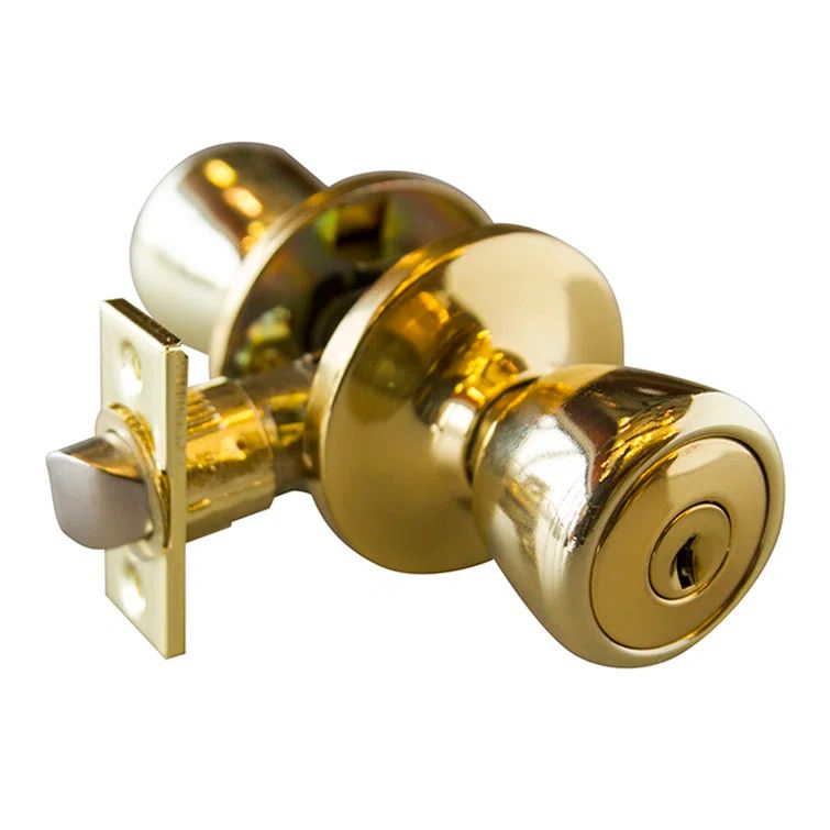 Polished Brass Universal Keyed Entry Door Knob