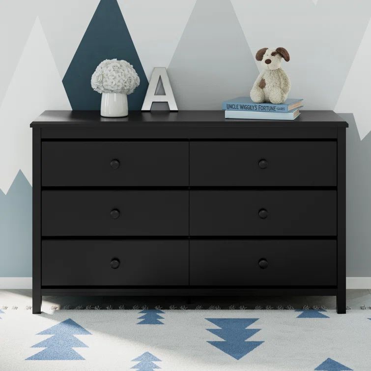 Alpine 6-Drawer Double Nursery Dresser in Black - GREENGUARD Certified