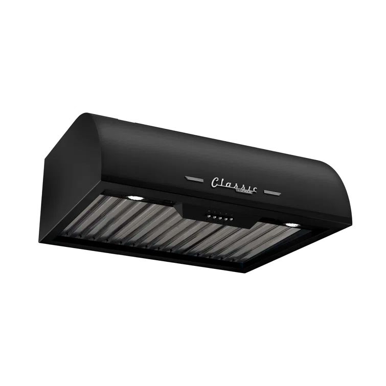 Classic Retro 24" Midnight Black Stainless Steel Under Cabinet Range Hood